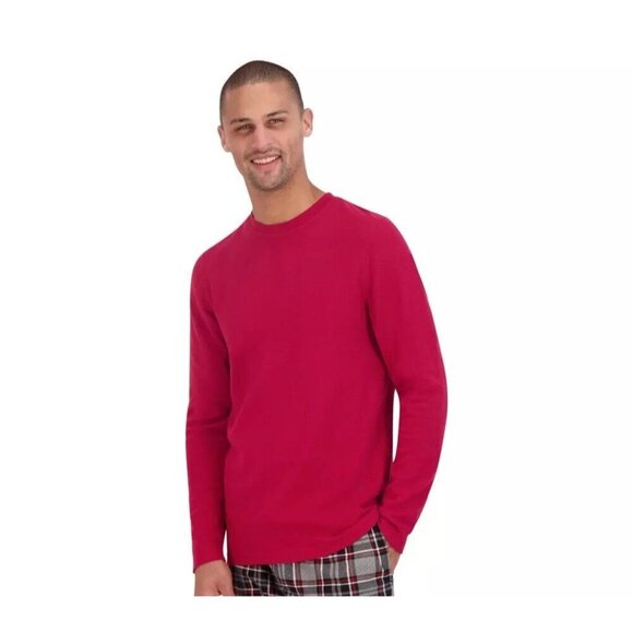 Hanes Men's Medium 38/40 Dark Red Waffle Knit Long Sleeve Lounge Pajama Shirt - Picture 1 of 5
